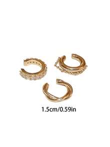 3pcs Delicate And Simple High-End No Piercing Ear Cuff Set - Gold - View 10