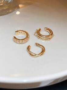 3pcs Delicate And Simple High-End No Piercing Ear Cuff Set - Gold - View 9