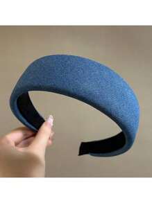 1 stuk Koreaanse vintage denim hoofdband, brede effen haaraccessoires met brede rand voor dames, haarband, haarringen