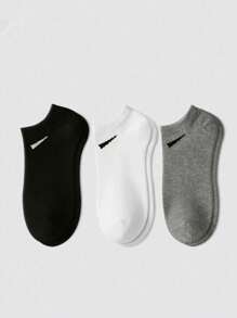 1 par de calcetines unisex, calcetines deportivos, calcetines cortos blancos/negros/grises, calcetines invisibles, de unicolor y estilo minimalista, adecuados para uso diario casual