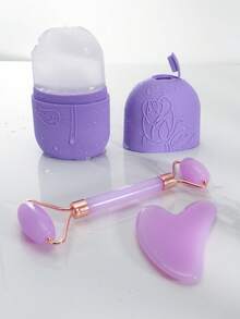 1pc/2pcs/3pcs Facial Beauty Massage Kit Includes Double-Head Massage Roller, Triangular Gua Sha Board, Ice Mold, Body Scraping Massage Tools, Purple Color,Beauty,Skin Care Products,Spa,Self Care,Skin Care Tools,Face Care,Esthetician Supplies,Massage,Face Massage Tool,Face Roller - Purple - View 11