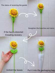 1pc & 5pcs Handmade Crochet Sunflower, Eternal Artificial Woven Sunflower, Knitted Lifelike Sunflower, Preserved Flower, Best Gift For Birthday, Wedding, Graduation, Father's Day, Mother's Day, Teacher's Day. Suitable For Home Decor In Restaurant, Living Room, Bedroom, Also Ideal For Holiday Gifts And Party Decoration. Optional Handbag Gift Packaging Available. - Orange - View 11
