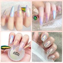 Unicorn Chrome Nail Powder, Aurora Unichrome Mermaid Aurora Nail Powder Pigment Pearlescent Nail Art Glitter Decoration For Home DIY Nail Salon Manicure - Butterfly Elves,7118443 - 軍綠色 - 查看 2