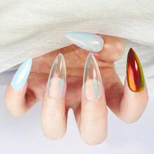 Unicorn Chrome Nail Powder, Aurora Unichrome Mermaid Aurora Nail Powder Pigment Pearlescent Nail Art Glitter Decoration For Home DIY Nail Salon Manicure - Sunset Glow,7118444 - 灰色 - 查看 1