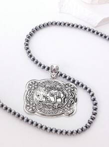 1 pezzo Collana vintage con pendente in stile europeo minimalista con motivo geometrico in perline CCB, design unisex