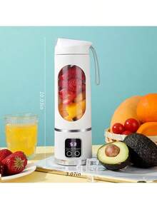 RAF 1pc 450ml Wireless Portable Blender Electric Juicer Machine, USB Rechargeable Mini Fruit Juicer Mixer With 10 Blades And Dual Cup, Multi-Functional Juice Cup Blender For Kitchen Food Processor At Home Or Outdoors, Perfect For Vegetables