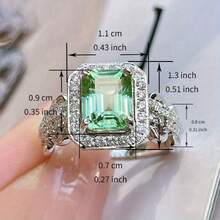 1 Exquisite Synthetic Gemstone Setting Ring, Suitable For Women's Daily Casual Parties, Banquets, Jewelry Gifts - 銀色 - 查看 5