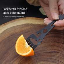 10 In 1 Multifunctional Camping Fork Stainless Steel Fork Spoon Fork Knife Bottle Opener Wrench Combination Outdoor Tableware Picnic Travel Backpack Hiking Fishing - 黑色 - 查看 5