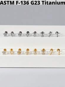 1 件 G23 钛金 CZ 花朵/蝴蝶唇钉内螺纹 CZ 雪花耳轮耳屏软骨耳轮耳环身体穿孔首饰 - 如圖 - 查看 10