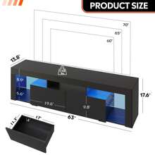 TV Stand, 63 Inch Entertainment Center, Modern TV Console With 2 Drawers For Living Room, LED TV Stand For 60 To 70 Inch TV - 黑色 - 查看 5