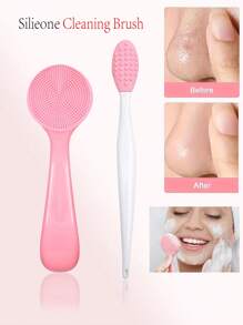 2-In-1 Facial Cleansing Tool, Soft Silicone Facial Brush For Cleaning Large And Visible Pores, Double-Sided Blackhead Remover Tool, Beauty And Skincare Accessories, Gentle Cleansing, Non-Irritating, Double-Sided Soft Exfoliating And Face Massage Brush