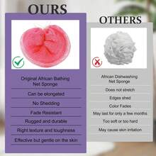 African Net Sponge,Authentic Exfoliating Bath Sponge For Deep Cleansing, Long-Lasting Body Scrub, Shower & Bath Accessories For Women & Men,Body Scrubber & Exfoliating Bath Sponge For Dead Skin Removal, Long Flat Design For Back, Foot, And Scalp - Shower Bath Accessories