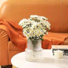 1Pc Elegant Striped Glass Vase, Modern Minimalist Glass Vase, Cylindrical Design, Suitable For Home Decor, Rome Decorations, Restaurant Table Centerpiece Decoration, Garden Decor, Wedding Decor And Birthday Party Gifts Room Decor Flower Vase - Clear - View 4