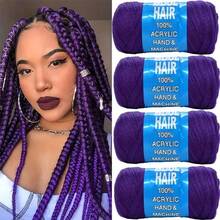 4 Pcs Brazilian Wool Hair Low Temprature Flame Retardant Synthetic Fiber For Wig Materials Braids For Women, Senegalese Twist, African Weaving, Box Weaving, High-Temperature Fiber, Easy To Install, Soft Texture, Crochet Hair Extension Thread