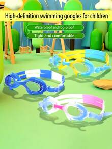 1 Set Of Children's Anti-Fog High-Definition Swimming Goggles, Waterproof And Anti-Fog High-Definition Professional Diving Goggles Swimming Equipment - Silicone Waterproof Swimming Goggles, Professional Training Swimming Goggles - Multicolor - View 1