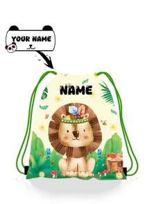 单只装，纤薄设计。可定制的抽绳口袋饰有可爱的动物图案，并可印上您的名字或节日祝福语。打造专属您的背包。这款背包非常适合女孩、男孩和青少年日常使用，包括郊游、旅行、运动、游泳、徒步旅行和其他户外活动。返校时尚之选。 - 綠色 - 查看 13