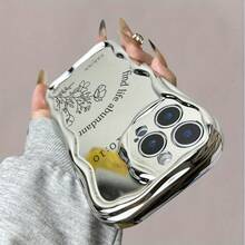 Funda para teléfono (1 unidad) con diseño ondulado electrochapado y colgante de perla. Funda protectora antigolpes de cobertura total. Accesorio de moda compatible con phone 11, 12, 13, 14, 15, 16 Pro y Pro Plus. Diseño elegante para nuevos modelos. - Colores mixtos 3 - Ver 7