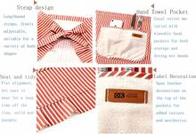 Kitchen Cooking Apron With Pockets, Cotton Striped Waist Apron, Stylish And Cute Half Apron For Restaurant - Grey - View 2