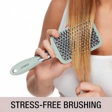 Veet Touch Paddle Cushion Hair Brush Detangling Hairbrush Curly Or Straight Styles Men Or Women Der Features Soft Touch Handle Sage Green - SageGreen - View 6