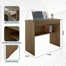 Escrivaninha Office Veneza Para Notebook Computador 1 Gaveta Prateleira Moderna Prática - Marrom - Visão 3