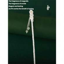 LZVintage Hairpin Sticks 925 Sterling Silver Chinese Hair Stick For Women Long Hair Retro Hair Chopsticks Nature Jade Turquoise Bead Decor Hairsticks Hair Accessories For Party Dialy Life3748 - 綠松石 - 查看 4