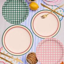 10/20/40pcs,Camp Gingham Paper Plates - 9" | Bachelorette Decorations, Camp Bride, Getting Lit + Getting Hitched, Gingham Birthday Party, Glamping BabyShower Supplies, Cool Cake Plates - Multicolor - View 7