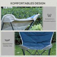 Sedia da campeggio pieghevole con braccioli – Capacità di carico 120 kg – Leggera e compatta per attività all'aperto – Ideale per campeggio, giardino ed eventi