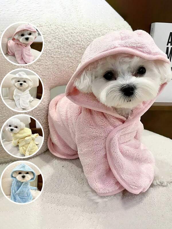 1 Pc Pet Bathrobe Hood Design, Multiple Sizes & Colors Available, Puppy Towels, Super Absorbent Quick Drying Pet Towels With For All Pets, Dogs & Cats, Pet Towels For Drying Dogs & Cats Large, Adjustable Pets Robes For Bath, And Dog Dryer For Dogs & Cats, Pet Supplies