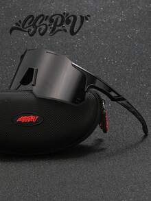 SSPV 1pc Wraparound Cylindrical Lens Fashion Y2K Sports Eyeglasses, Black/Blue/Green/Red, Hollow Breathable Ergonomic Design, Geometric Pattern, Anti-Reflection And Anti-Glare, Adjustable Silicone Non-Slip Legs And Nose Pads, Suitable For Cycling, Mountain Biking, Road Cycling, Outdoor Sports, Running, Driving, Fishing, Golf, Beach, Baseball, Hiking, Hunting - Multicolor - View 1