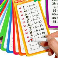 1 Set de Tarjetas Didácticas de Matemáticas para Niños, Juego de Aprendizaje de Dígitos, Práctica de Suma, Resta, Multiplicación, División y Fracciones, Reutilizables y Borrables, Ayudas Educativas de Escritura - Multicolor - Ver 7