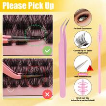 C Curl Lash Clusters Kit 10-16mm Natural Volume DIY Eyelashes Reusable Curly Individual Extensions Self Application Set With Tray Salon Quality At Home Starter Pack
