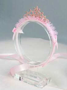1 pezzo Cerchietto con corona rosa come accessorio per capelli per bambine, fermaglio per capelli con farfalla carino, cerchietto per principessa