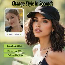 8" Hair Extensions Hat Wig With Baseball Cap Adjustable Hat Attached Curly Wave Synthetic Hairpiece For Women
