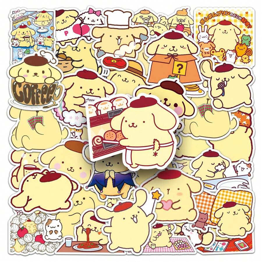 50PCS Sanrio Pudding Dog Cartoon Cute Stickers Funny Decals Kids DIY Decoration Skateboard Phone Laptop Bike Fridge PVC Waterproof Graffiti Toys - Multicolor - View 1