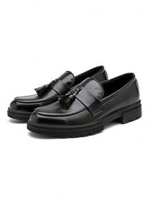 流苏装饰正装乐福鞋，男士商务黑色正装鞋 - 黑色 - 查看 7