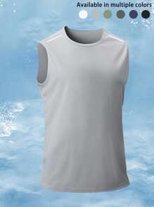 Men's Sleeveless Quick-Dry T-Shirt, Basketball Training Fitness Top Singlet, Summer - Grey - View 2