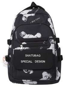 ¡Aquí llega la tormenta de ternura! Esta mochila impresa con dibujos animados súper adorable ofrece múltiples opciones de color, desbordando un encanto infantil. Con su diseño de espacio tridimensional, organiza fácilmente los libros de texto y los artículos varios, mientras que los lindos colgantes le dan un toque juguetón. La gran capacidad la hace perfecta para la vida en el campus y las salidas, combinando practicidad y atractivo visual: ¡un imprescindible para los estudiantes! - Mochila estampada - Ver 13