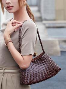 Handmade Woven Underarm/Shoulder Bag, 2025 New Versatile Casual Retro Vegetable Basket Handbag & Shoulder Bag