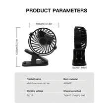 Desktop Fan With 360° Rotation,Portable Clip-On Fan,  Stroller Fan, Silent Mini Personal Desktop