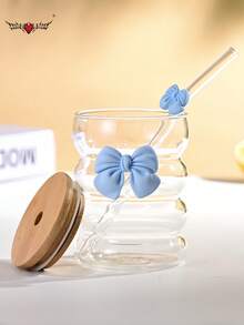 Butterfly Princess Series Glass Straw Cup - Coffee/Milk Tea Straw Cup, With Bowknot Glass Straw - Ideal Gift For Holidays/Birthdays! - Multicolor - View 17