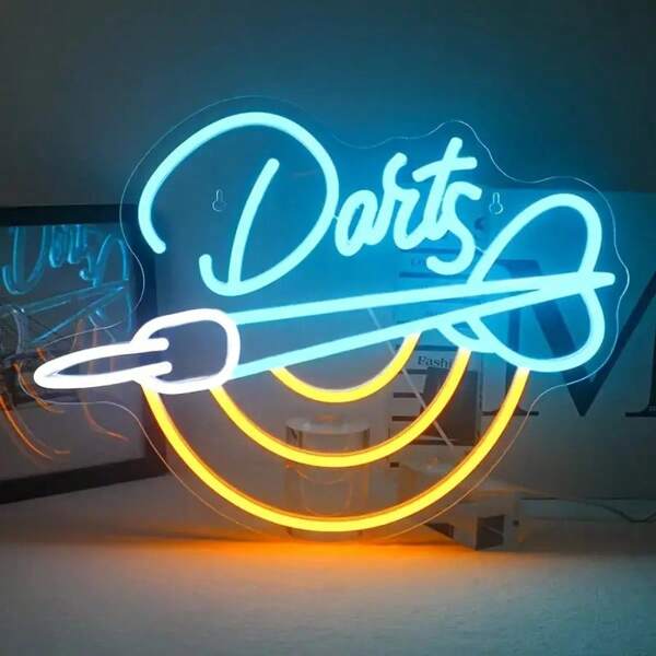 1pc Darts Poles Lead To Signs Darts Targets Neon Wall Signs, Games Get Neon Game Room Signs Home Bar Beer Bar Club Man Cave Party Decorations, Big Aesthetic Light Bar, Neon Nightlights, Game Room Lighting, Living Room Decor