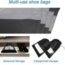 10pcs Black Shoe Organizer Home Travel Dustproof Shoe Organizer Shoe Bags Travel Dustproof Shoe Bags For Storage Transparent Shoe Bags Travel With Drawstring, Suitable For Travel Carrying, Storage Bag For School School Accessories School Stuffdorm Room Essentials Clothes Organizer Closet Organization And Storage Bedroom - Multicolor - View 9
