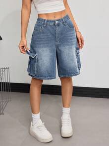 Women's Pocket Design Casual Denim Shorts