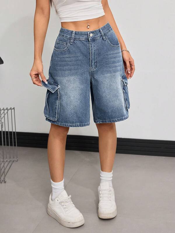 Women's Pocket Design Casual Denim Shorts
