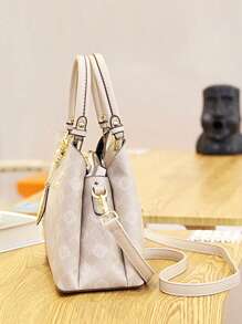 今年流行三件套母女包经典大容量女士休闲手提包高端气质女士老花包 - 米色 - 查看 5