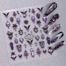 Set de 5 pegatinas de uñas 3D y 5D con rosas negras, pegatinas de uñas de rosas burdeos semitraslúcidas vintage, pegatinas de uñas DIY, pegatinas de uñas con rosas 5D con relieve suave de estilo gótico