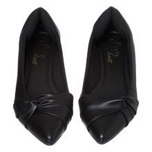 Women's Pointed Toe Napa Pumps With Side Knot - Graphite Black - View 1