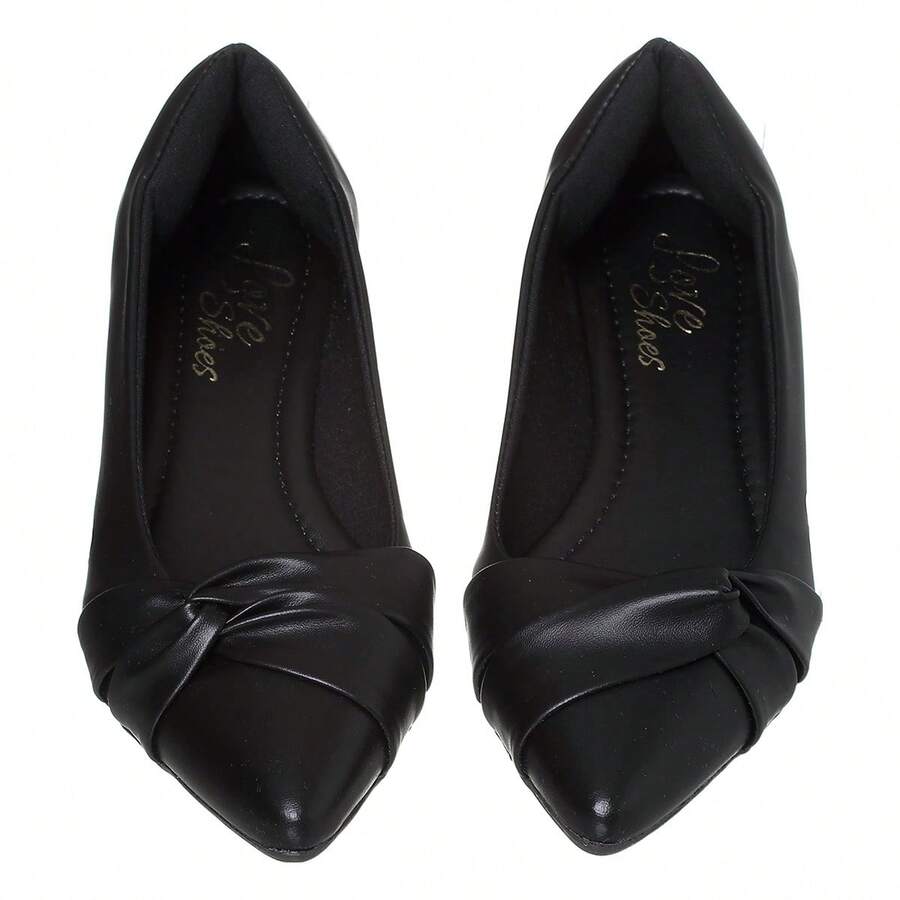 Women's Pointed Toe Napa Pumps With Side Knot - Graphite Black - View 1