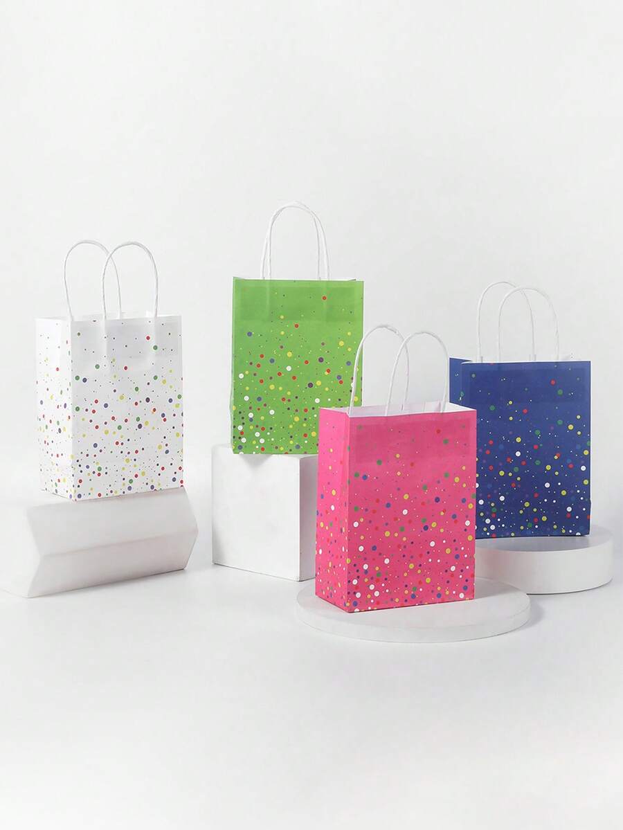 4/12 قطعة أكياس حلوى ملونة بنقاط, أكياس هدايا لحفلات الزفاف والأعياد والمناسبات, أكياس تسوق ورقية صغيرة ملونة, أكياس تجزئة ملونة, أكياس