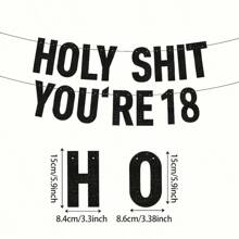 مجموعة واحدة من لافتات "Holy You're 18/21/30/40/50/60/70/80" اللامعة باللون الأسود، زينة حفلات عيد ميلاد سعيد لعمر 18/21/30/35/40/45/50/55/60/65/70/75/80/85/90 عامًا